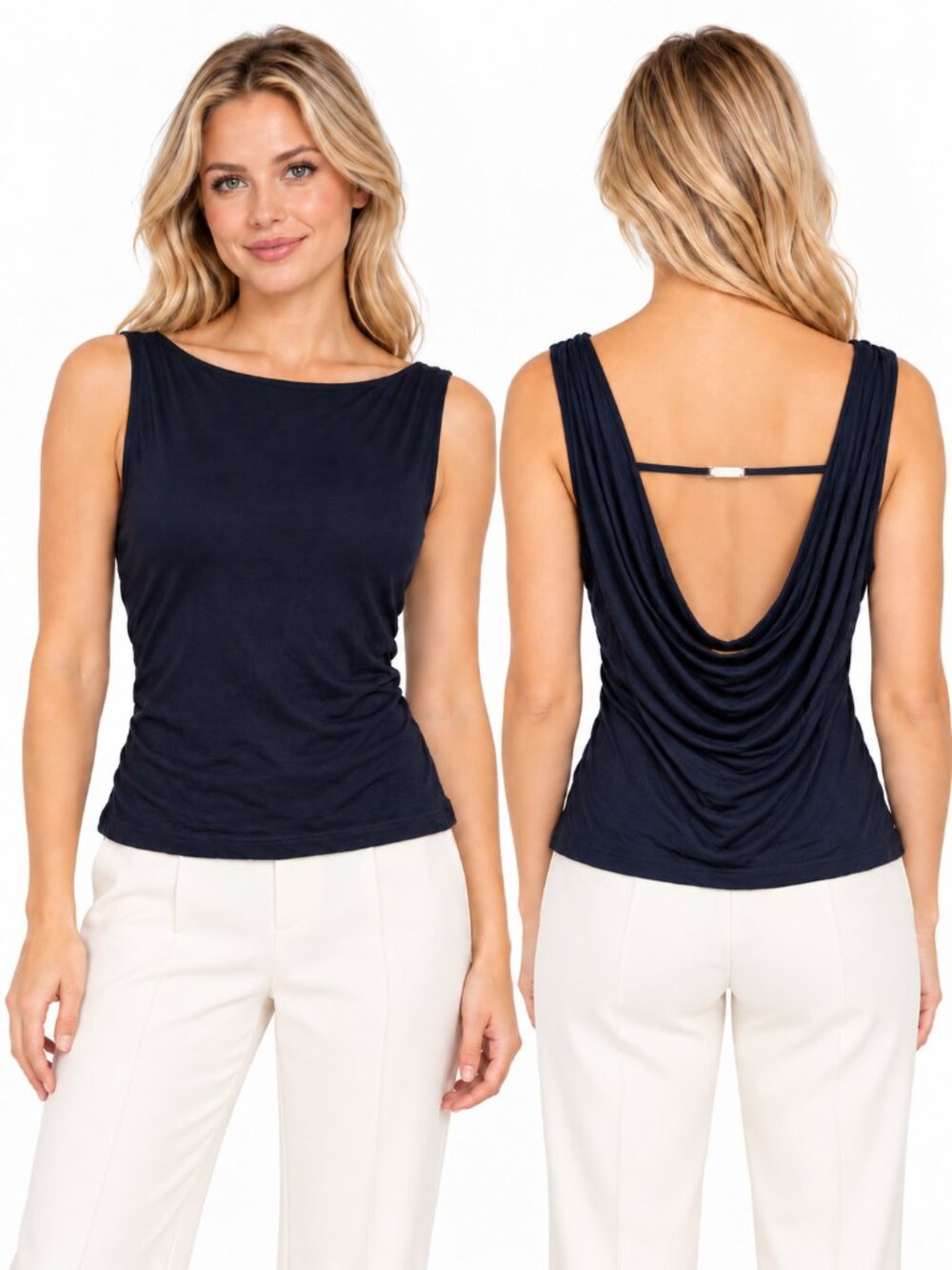 2/$30 RNWY Draped Black Tank Top Size Small